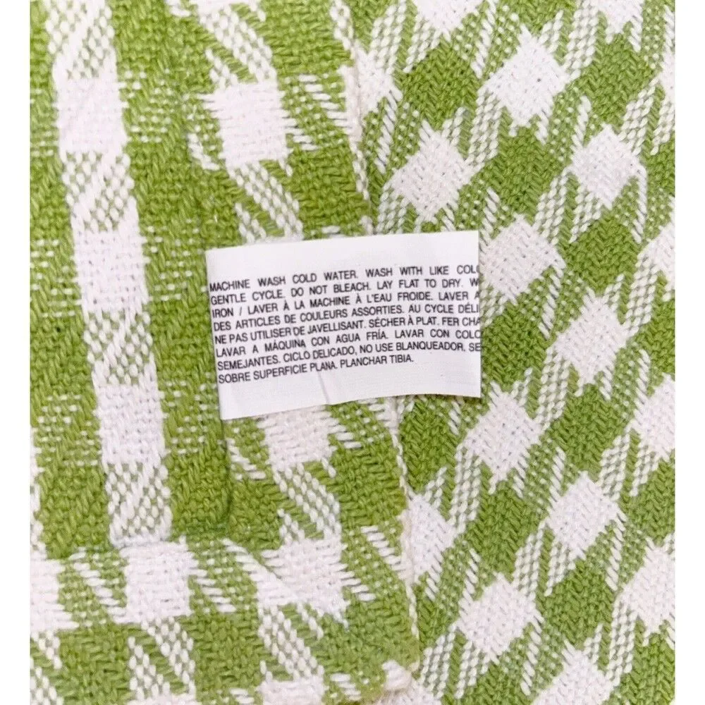 Vintage Pier 1 Green And White Houndstooth Placemats Set Of 4 Mismatched